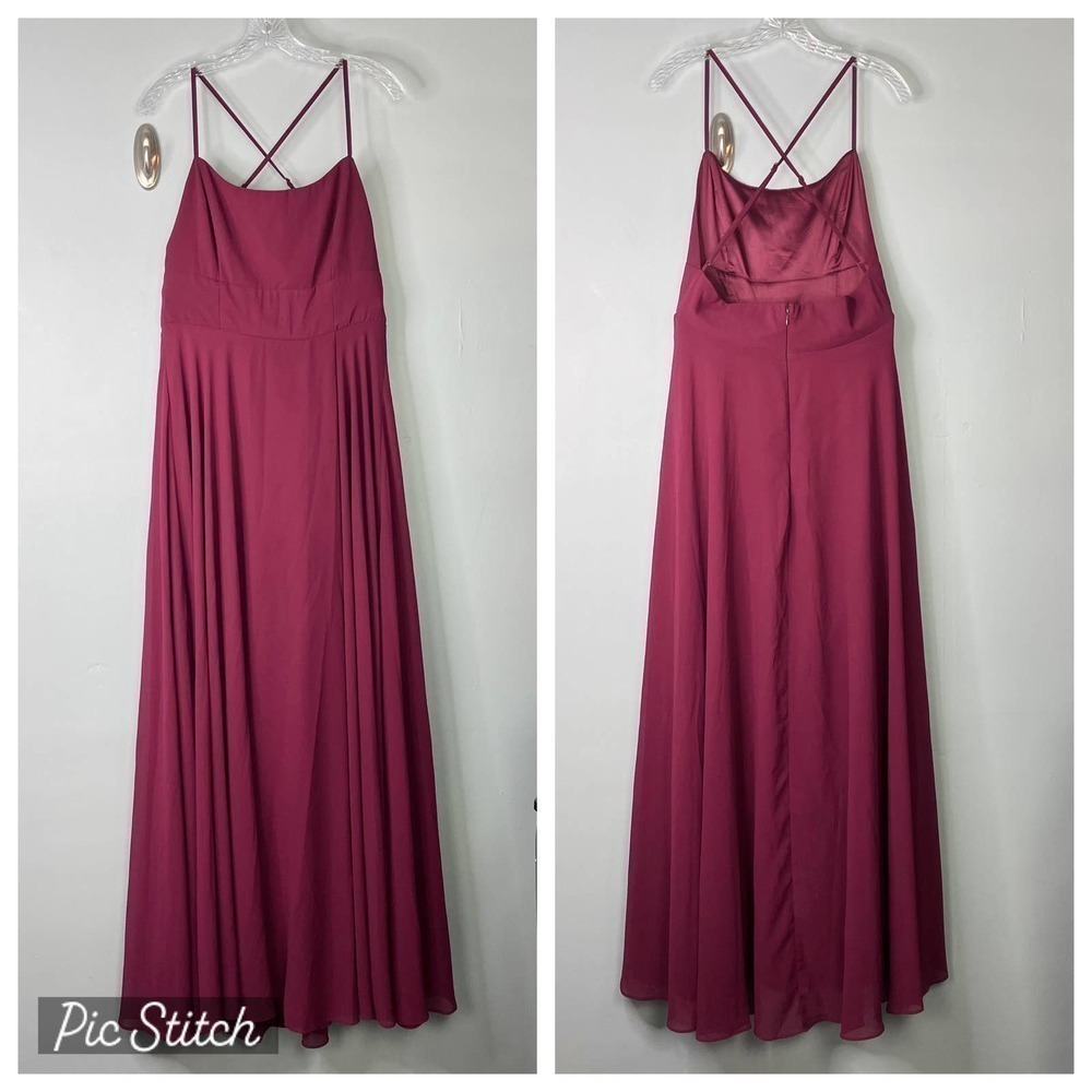 LULUS Dreamy Romance Burgundy Backless Spaghetti Strap Maxi Dress Women's Size L - Picture 16 of 16